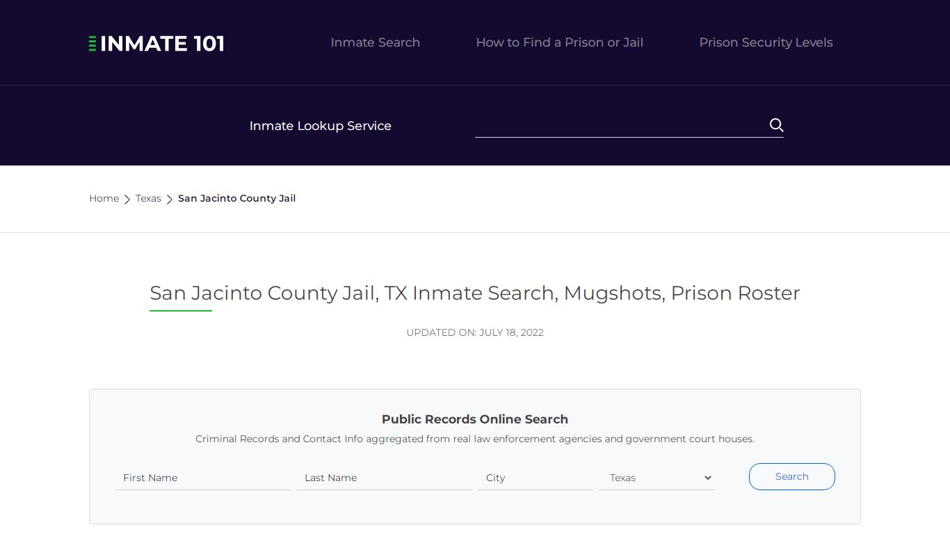 San Jacinto County Jail, TX Inmate Search, Mugshots, Prison Roster